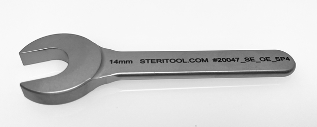 #20047_SE_OE_SP4 - 14mm Stainless Steel Open End Wrench. 4" OAL wrench, combination, spanner, stainless steel